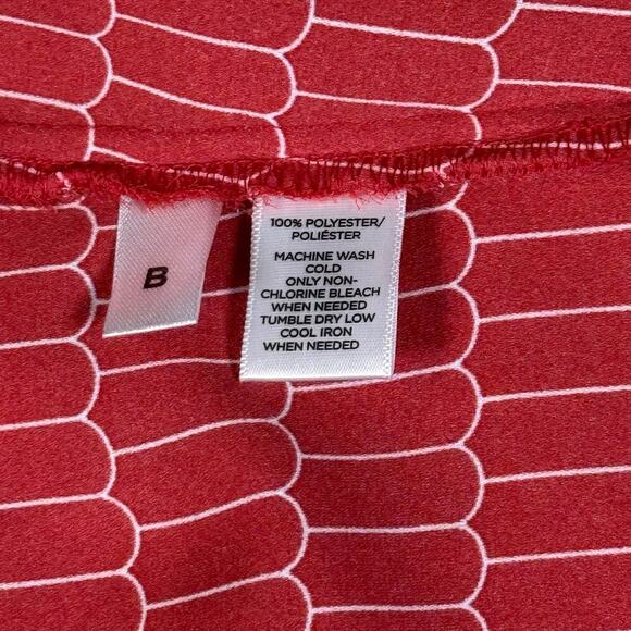 LOFT Red Geometric Print Utility Blouse Mod Inspired Long Sleeve Size S - Picture 6 of 7